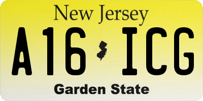 NJ license plate A16ICG