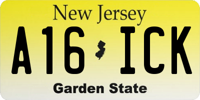 NJ license plate A16ICK