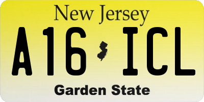 NJ license plate A16ICL