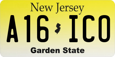 NJ license plate A16ICO