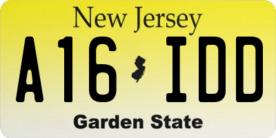 NJ license plate A16IDD