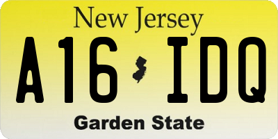 NJ license plate A16IDQ