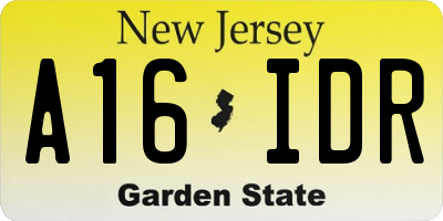 NJ license plate A16IDR