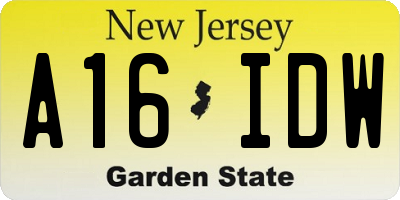 NJ license plate A16IDW