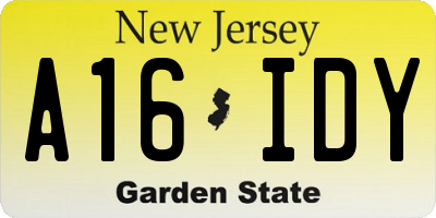 NJ license plate A16IDY