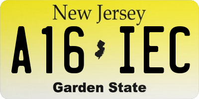NJ license plate A16IEC
