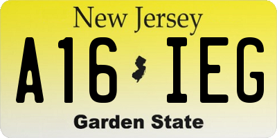NJ license plate A16IEG