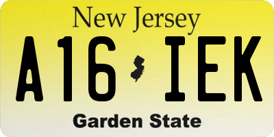 NJ license plate A16IEK