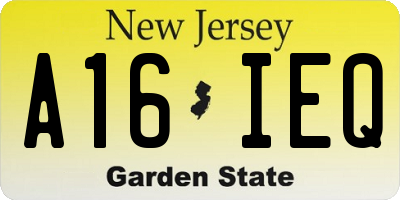 NJ license plate A16IEQ