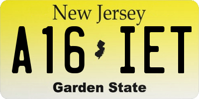 NJ license plate A16IET