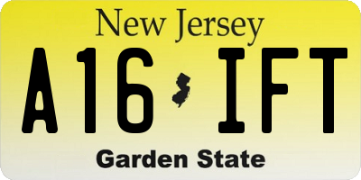 NJ license plate A16IFT