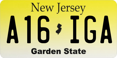 NJ license plate A16IGA