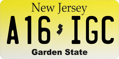 NJ license plate A16IGC