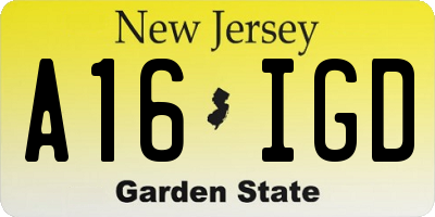 NJ license plate A16IGD
