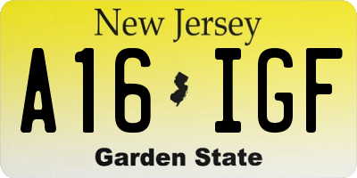 NJ license plate A16IGF