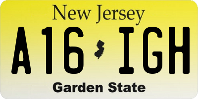 NJ license plate A16IGH