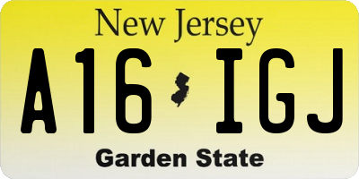 NJ license plate A16IGJ