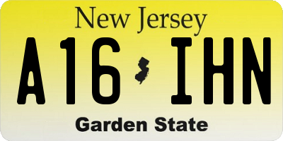 NJ license plate A16IHN