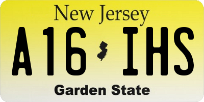 NJ license plate A16IHS