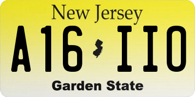 NJ license plate A16IIO