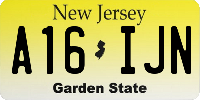 NJ license plate A16IJN