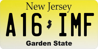 NJ license plate A16IMF