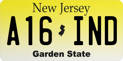 NJ license plate A16IND