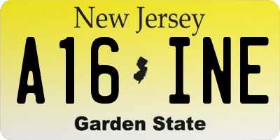 NJ license plate A16INE