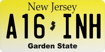 NJ license plate A16INH