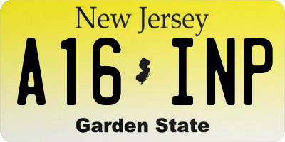 NJ license plate A16INP
