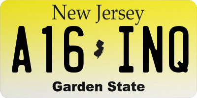 NJ license plate A16INQ