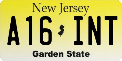 NJ license plate A16INT