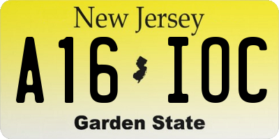 NJ license plate A16IOC