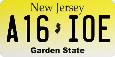 NJ license plate A16IOE