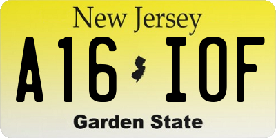 NJ license plate A16IOF