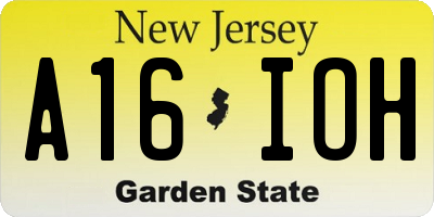 NJ license plate A16IOH
