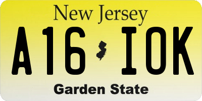 NJ license plate A16IOK