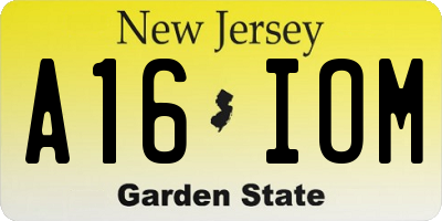 NJ license plate A16IOM