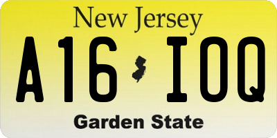 NJ license plate A16IOQ