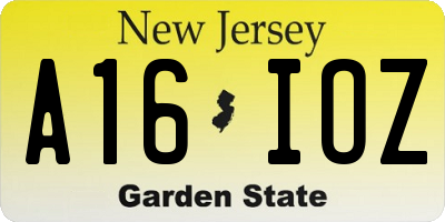 NJ license plate A16IOZ
