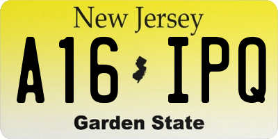 NJ license plate A16IPQ