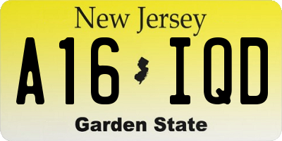 NJ license plate A16IQD