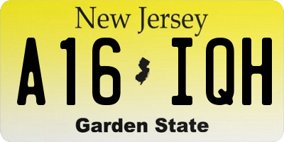 NJ license plate A16IQH