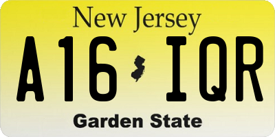 NJ license plate A16IQR