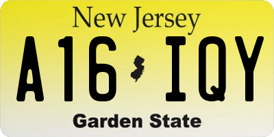 NJ license plate A16IQY
