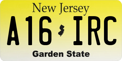 NJ license plate A16IRC