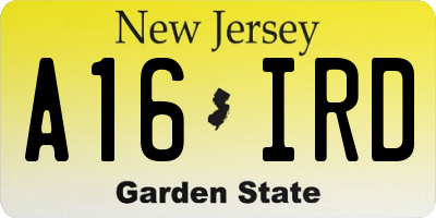 NJ license plate A16IRD