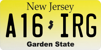 NJ license plate A16IRG