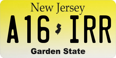 NJ license plate A16IRR