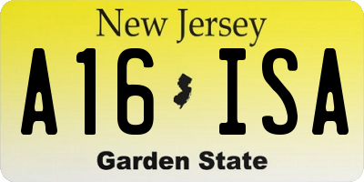 NJ license plate A16ISA